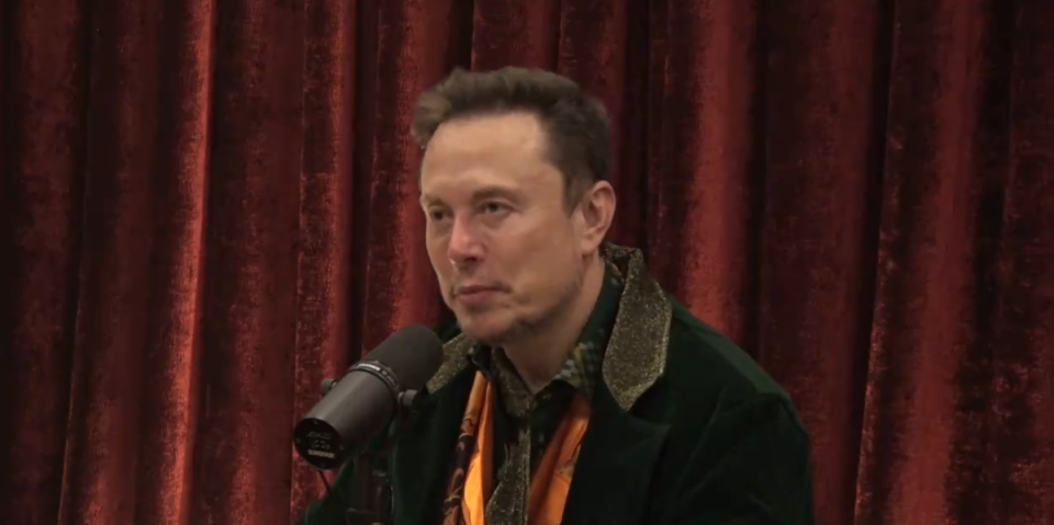Elon Musk on the podcast on Tuesday (Joe Rogan/X)