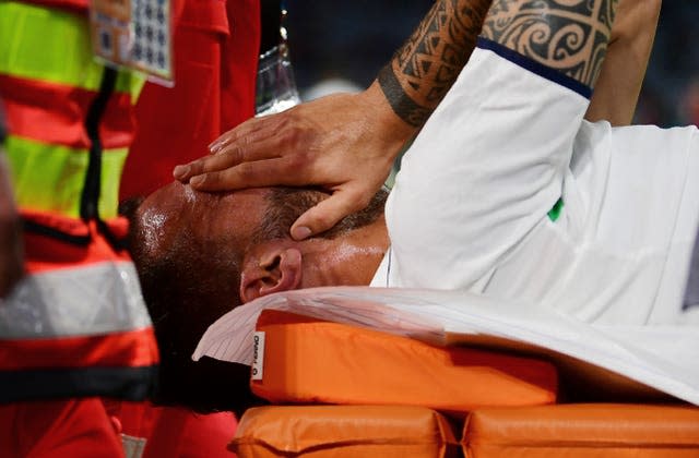 Italy’s Leonardo Spinazzola left the field in tears after suffering a tournament-ending injury