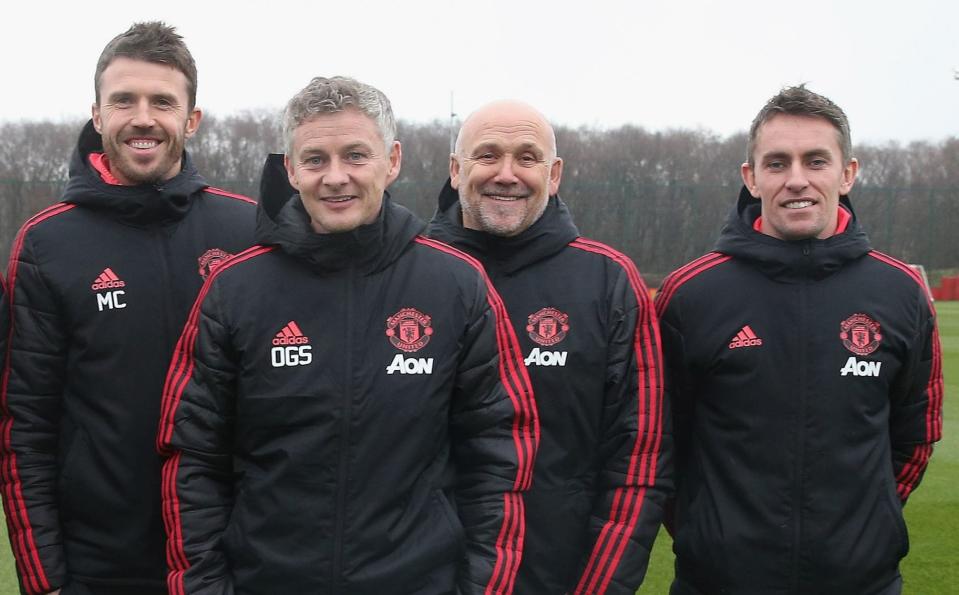 Michael Carrick, Mike Phelan and Kieran McKenna have been part of Ole Gunnar Solskjaer's team since 2018. - GETTY IMAGES