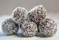 My homemade choc hit and peanut butter bliss balls deliver a burst of high energy for breakfast on the run, before or after training or as a mid-afternoon pick me-up.