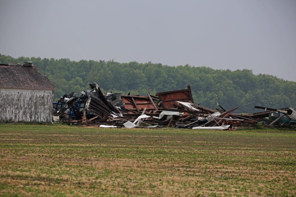 [June 15, 2023] A large barn owned by Frank Michel was destroyed on Ohio 19, south of Oak Harbor, from Thursday's storm.