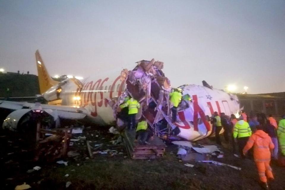 Plane wreckage, Istanbul, Turkey, on Wednesday | Istanbul Security Directorate / Handout/Anadolu Agency via Getty