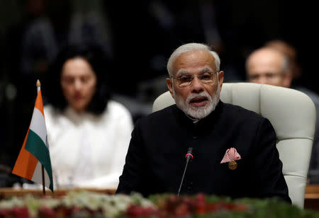 Indian Prime Minister Narendra Modi speaks during the BRICS Summit in Johannesburg, South Africa, July 26, 2018. REUTERS/Themba Hadebe/Pool via REUTERS