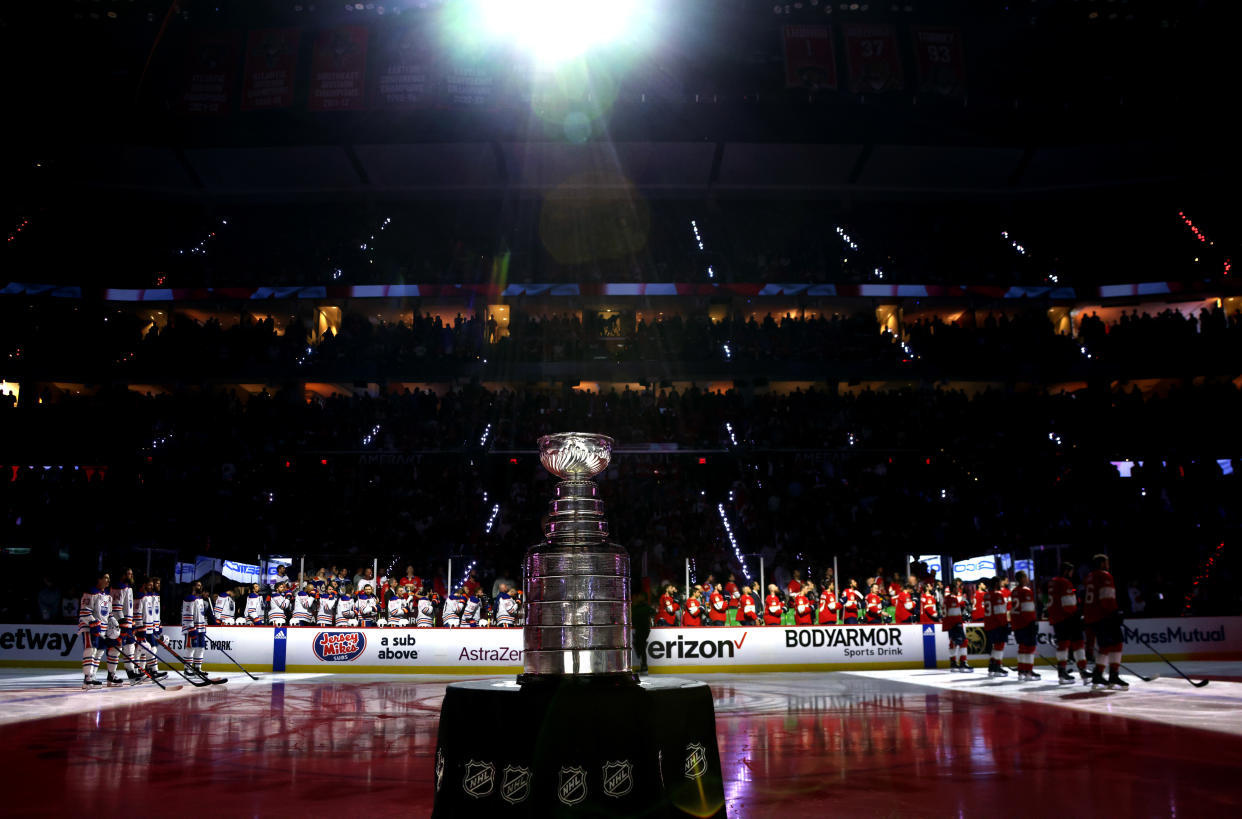 The Panthers could win their first-ever Stanley Cup title in franchise history in Game 7 or allow the Oilers to complete a historic series comeback Monday night. (Photo by Dave Sandford/NHLI via Getty Images)
