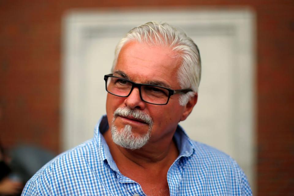 A photo of Steve Davis, brother of alleged James “Whitey” Bulger victim Debra Davis, standing outside the federal courthouse in Boston, Massachusetts, August 8, 2013.