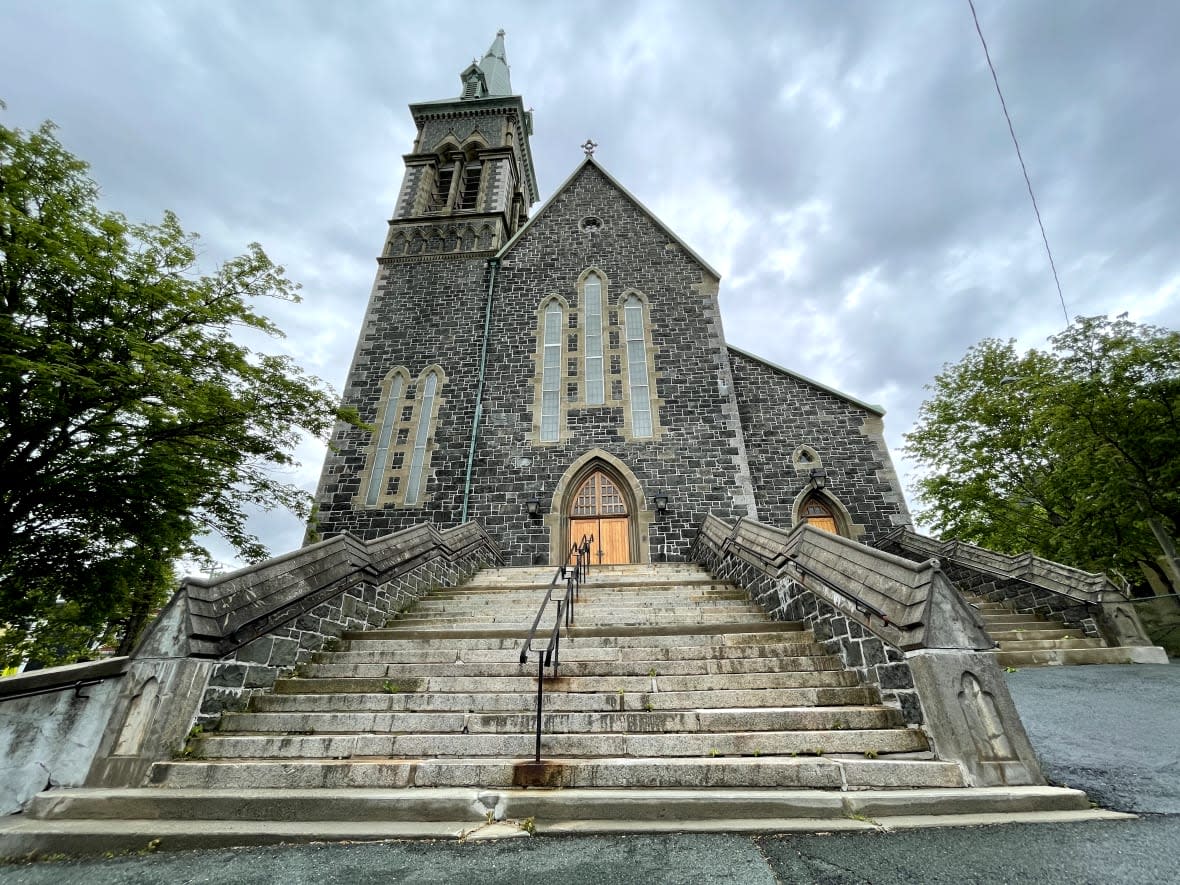 St. Patrick's Church is located on Patrick Street in St. John's. Its cornerstone was laid on Sept. 17, 1855, and it was completed in 1881. The church property has been sold as part of a liquidation of assets by the Roman Catholic Archdiocese of St. John's. (Curtis Hicks/CBC - image credit)