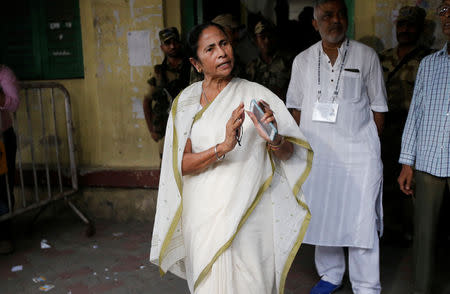 Mamata Banerjee, the Chief Minister of West Bengal and chief of Trinamool Congress (TMC), gestures as she talks to media after casting her vote at a polling station during the final phase of general election in Kolkata, India, May 19, 2019. REUTERS/Rupak De Chowdhuri