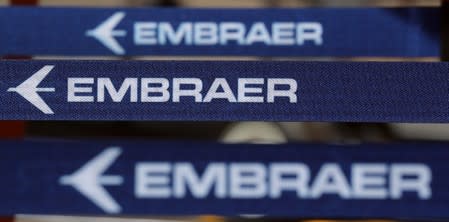 Embraer logo at LABACE in Sao Paulo