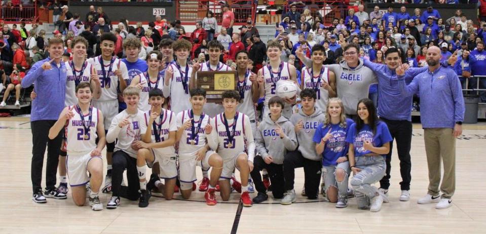 The Hugoton boys basketball team won the Class 4A state championship this season.