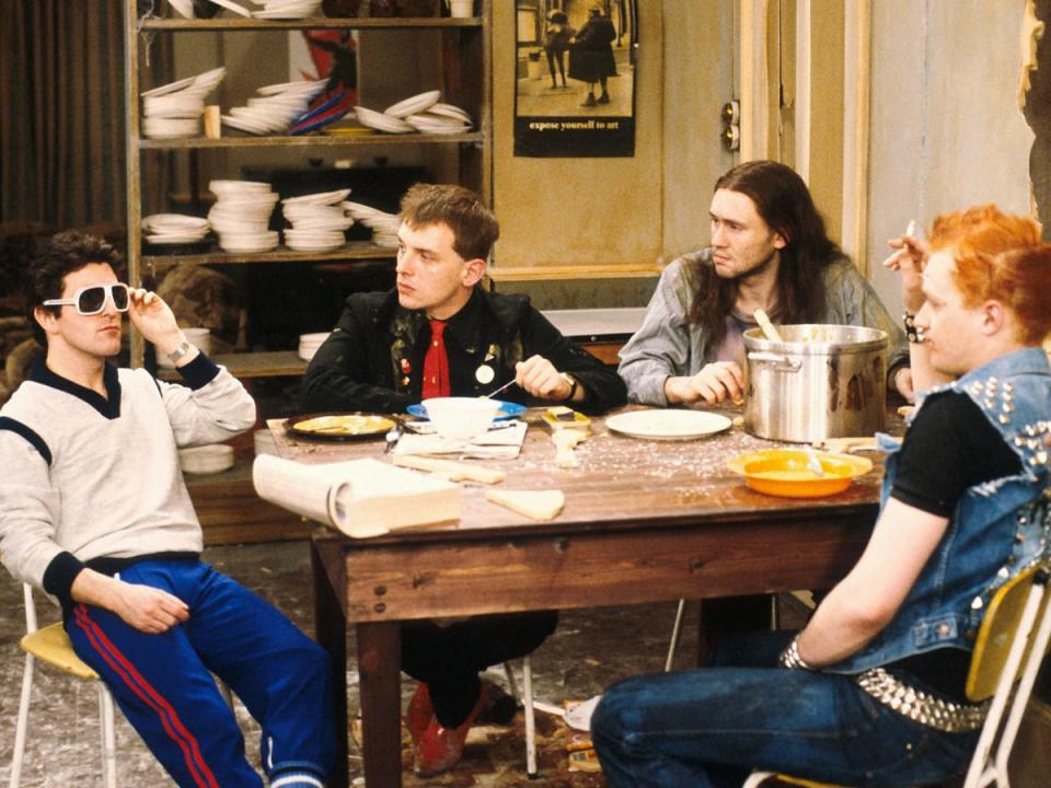 The undergraduate anarchy of ‘The Young Ones’, starring Christopher Ryan, Rik Mayall, Nigel Planer and Adrian Edmondson (Alamy)