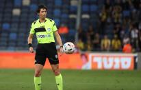 Sapir Berman referees an Israeli Premier League soccer match in Haifa