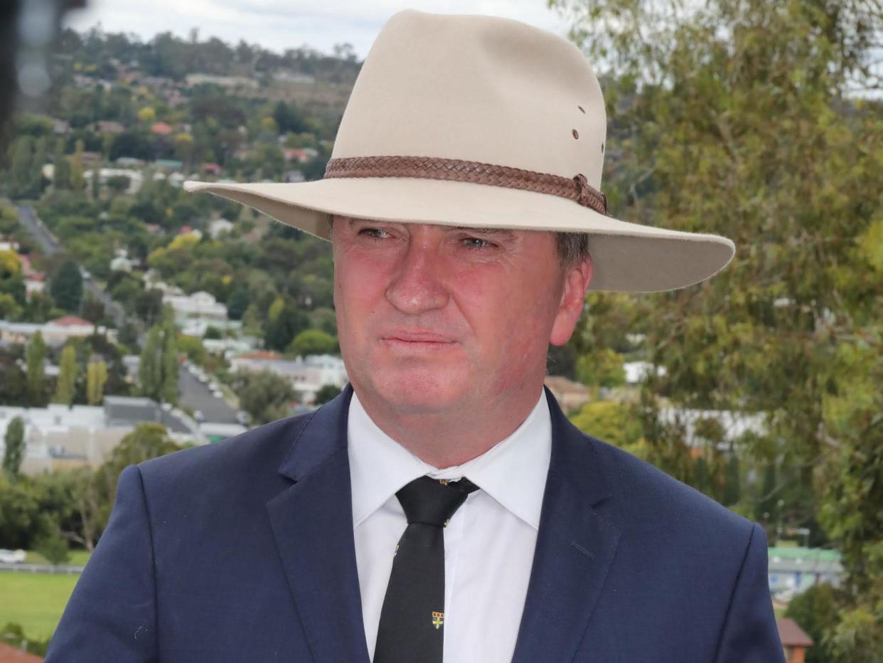 Barnaby Joyce gives his final press conference as Australian deputy prime minister on Friday: EPA