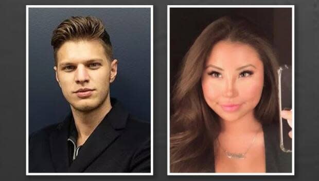 Police says Oliver Karafa, 28, and Yun (Lucy) Lu Li, 25, are wanted for first-degree murder and the attempted murder of a second victim. (Hamilton Police Service - image credit)