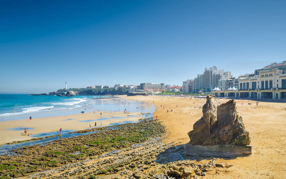 Don't let the Pyrenees get in your way: any traveler worth their salt who's near the Spanish-French border should take the chance to hop on over to the country next door. Biarritz, on the Bay of Biscay, is a French surfing town marked by a thriving nightlife and the sort of glitz and glamour you'd normally be hard-pressed to find outside of the French Riviera. The Route: Local bus companies will sell you a ticket from Bilbao for anywhere between $15-20 each way. The trip should take just under three hours. Where to Stay: You're never going to want to be too far away from the seaside while you're in Biarritz, so book a room at the <a rel="nofollow noopener" href="http://www.biarritz-hotel-ocean.co.uk/" target="_blank" data-ylk="slk:Hotel l'Ocean;elm:context_link;itc:0;sec:content-canvas" class="link ">Hotel l'Ocean</a>, which offers affordable luxury in the city center, only seconds away from the beach. Where to Eat: Put aside the fine dining and fancy restaurants, and grab a quick meal from the <a rel="nofollow noopener" href="http://www.tripadvisor.co.uk/Restaurant_Review-g187080-d6689119-Reviews-Beach_Garden-Biarritz_Basque_Country_Pyrenees_Atlantiques_Aquitaine.html" target="_blank" data-ylk="slk:Beach Garden;elm:context_link;itc:0;sec:content-canvas" class="link ">Beach Garden</a> to eat by the water instead. What to Do: Surf, of course. Biarritz is as good a surfing spot as anywhere else in France or Spain, and the city has a prominent surf culture. If you're a rookie, don't panic—the <a rel="nofollow noopener" href="http://www.hastea.com/en/" target="_blank" data-ylk="slk:École de Surf Hastea;elm:context_link;itc:0;sec:content-canvas" class="link ">École de Surf Hastea</a> offers lessons and camps throughout the year for surfers at any level.