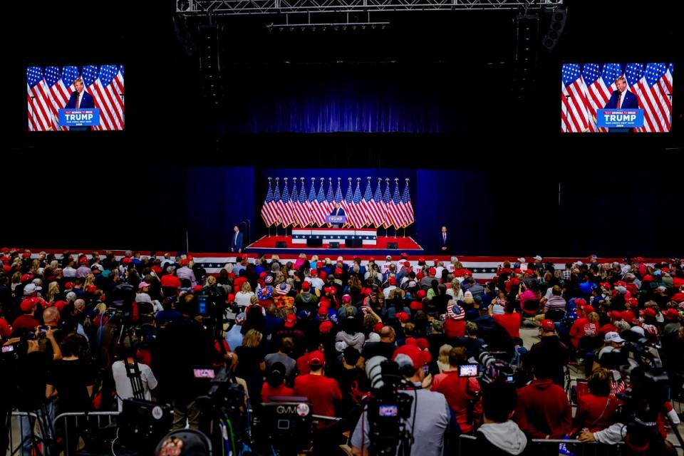 A Trump rally in Georgia, where the ex-president paralleled his ‘discrimination’ with the Black community’s (EPA)