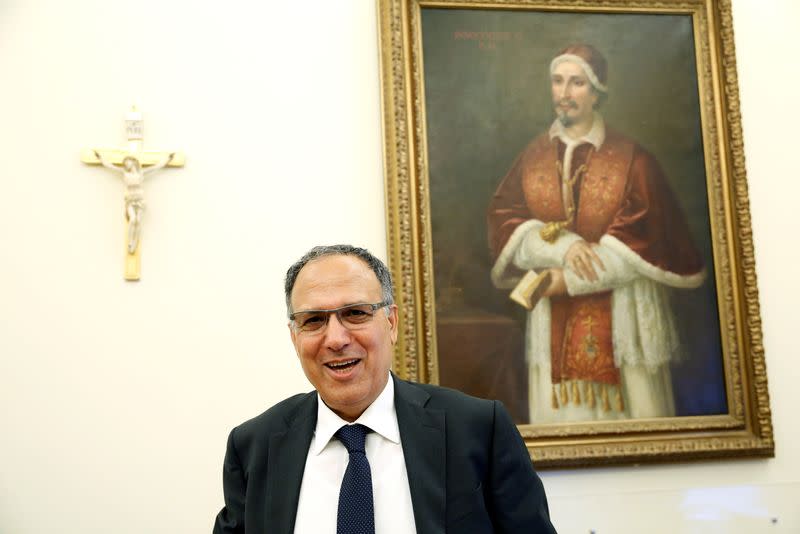 President of the Vatican's Financial Information Authority (AIF) Carmelo Barbagallo smiles during an interview