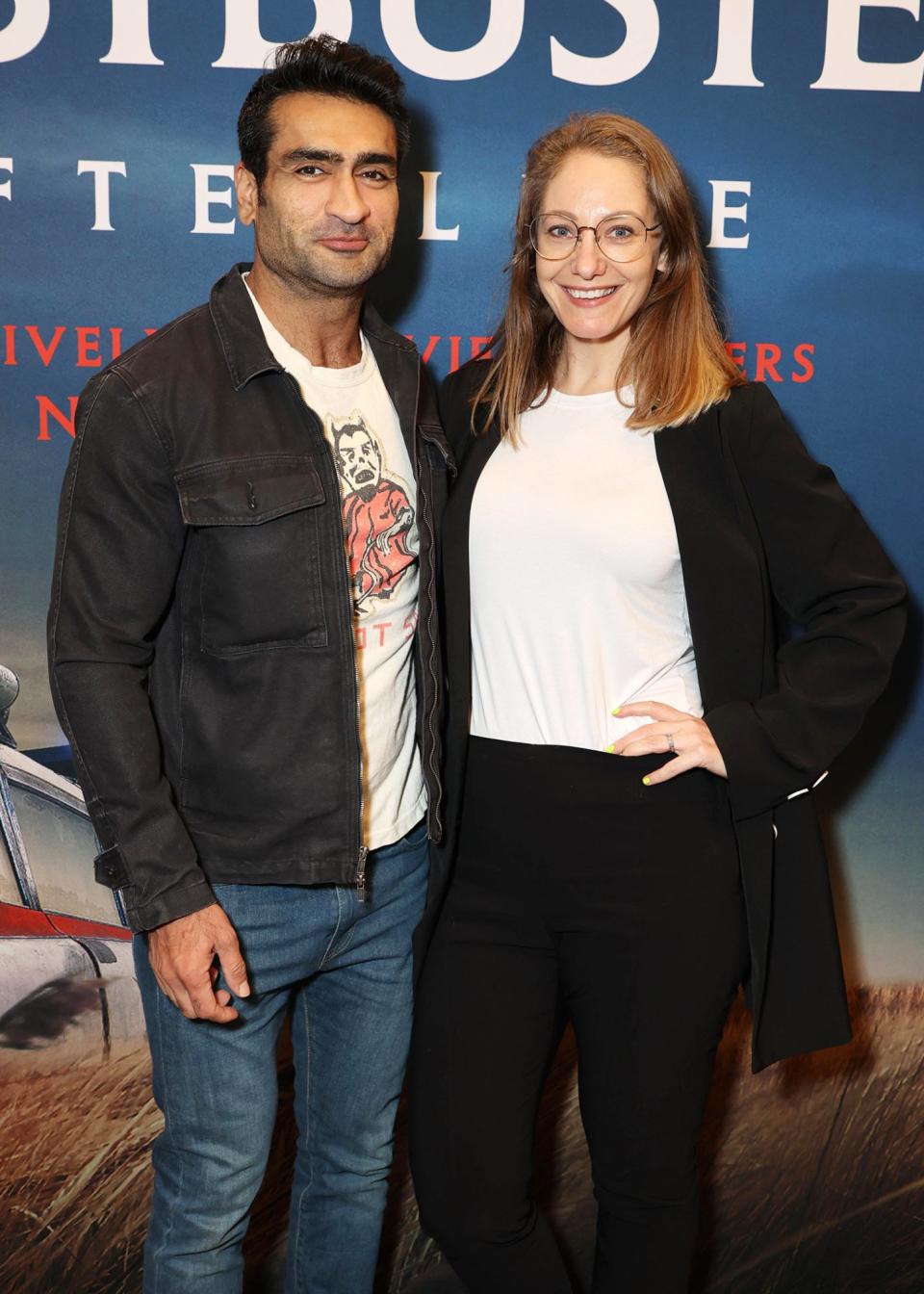 <p>Hubby Kumail Nanjiani and wife Emily V. Gordon attend a special screening of Columbia Pictures' <em>Ghostbusters: Afterlife</em> at the Regency Village Theatre on Nov. 17 in Westwood, California.</p>