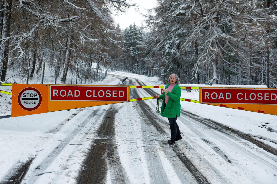 With snow on the road, the A939 between Corgarff and the Lecht in the Scottish Highlands is closed (Getty Images)