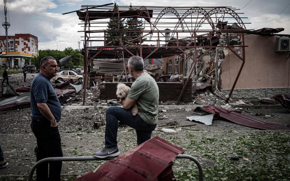 The aftermath of a hover bomb attack on the residential district of Oleksyvka, Kharkiv Oblast, Ukraine - 22 May 2024