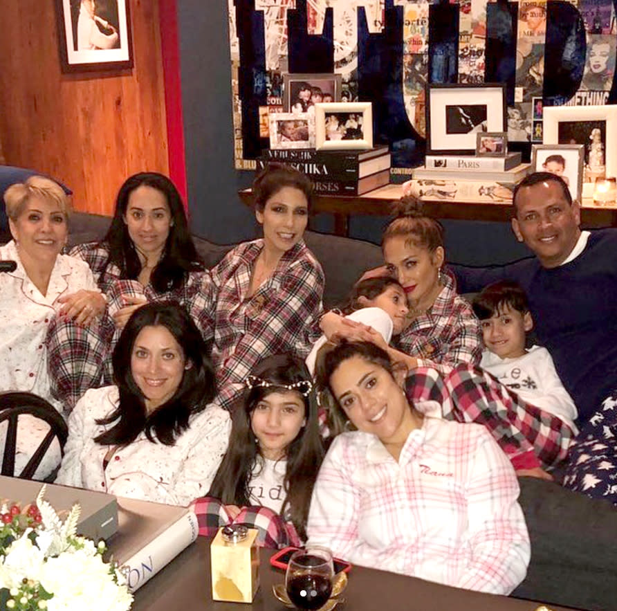 Jennifer Lopez, Alex Rodriguez and their family on Christmas