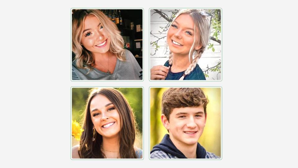 Clockwise from top left: Kaylee Goncalves, Maddie Mogen, Ethan Chapin and Xana Kernodle. / Credit: CBS News