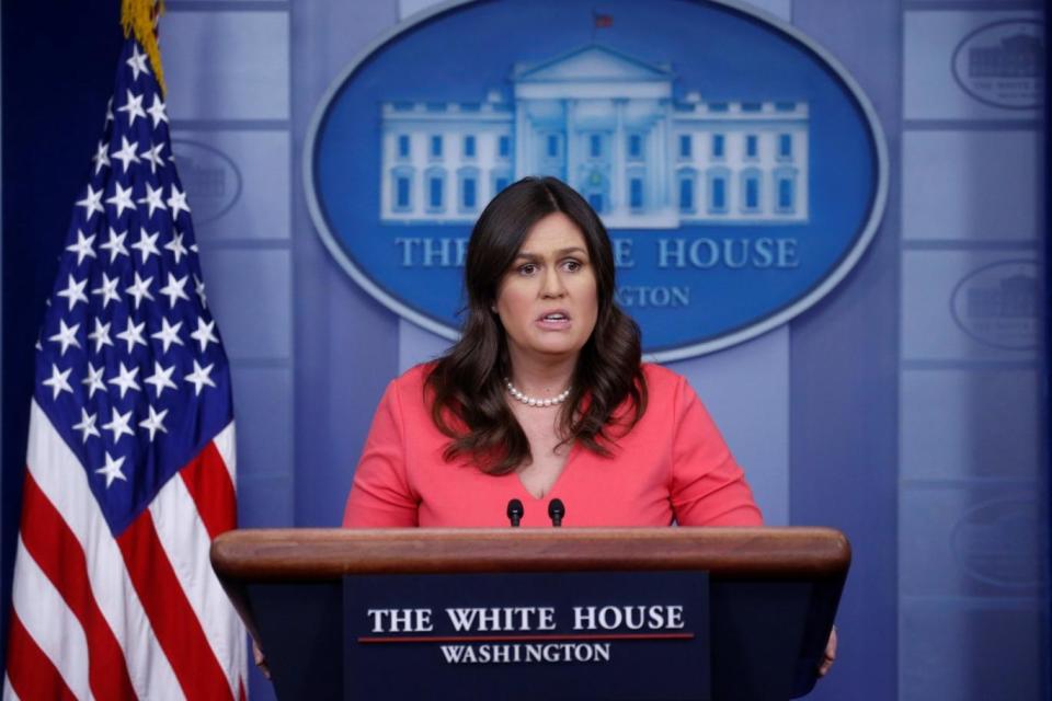 Barred: Press secretary Sarah Sanders (REUTERS)