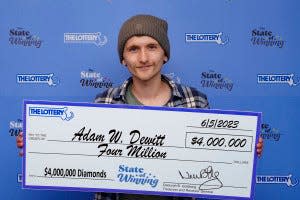 Adam Dewitt, of Brewster, won a $4 million lottery prize after purchasing a $10 scratch ticket.