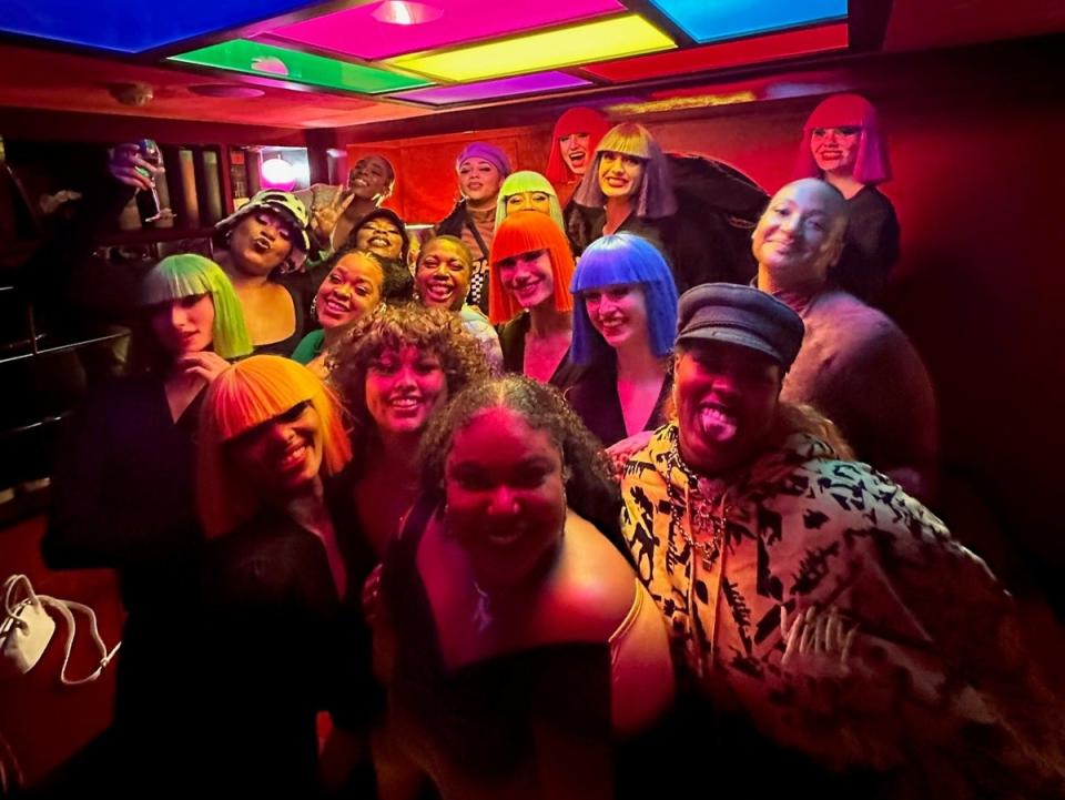 Arianna Davis (front and centre), Noelle Rodriguez (behind Davis with the curly hair) and Crystal Williams (back left, in black and white printed hat) (Martin Singer)