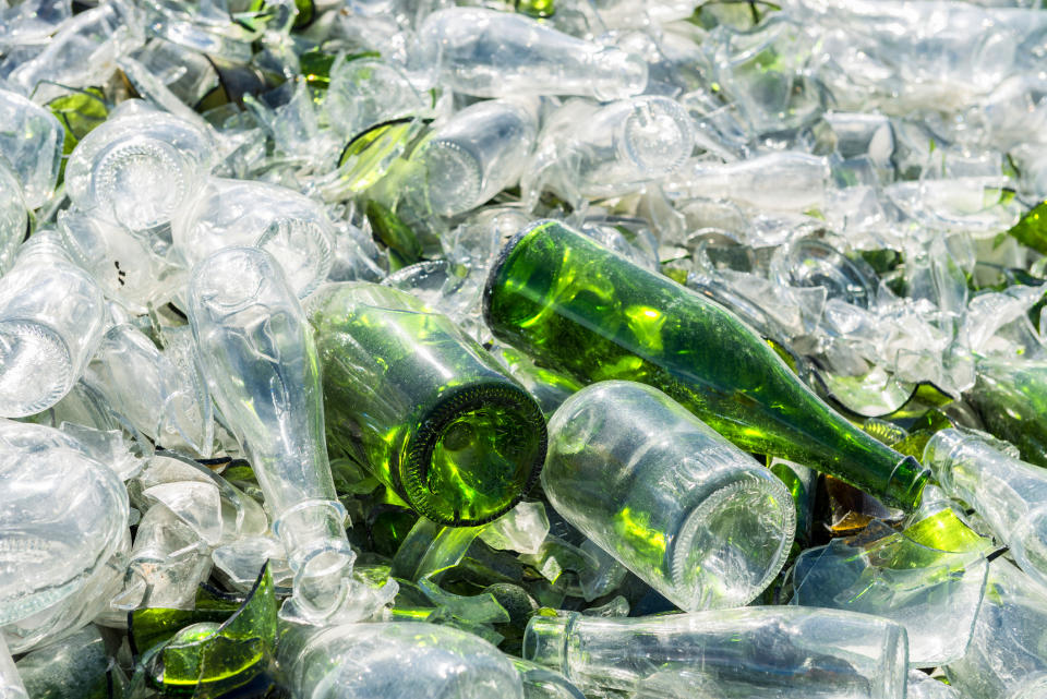 Broken glass is wreaking havoc for companies processing recycled materials. Source: Getty