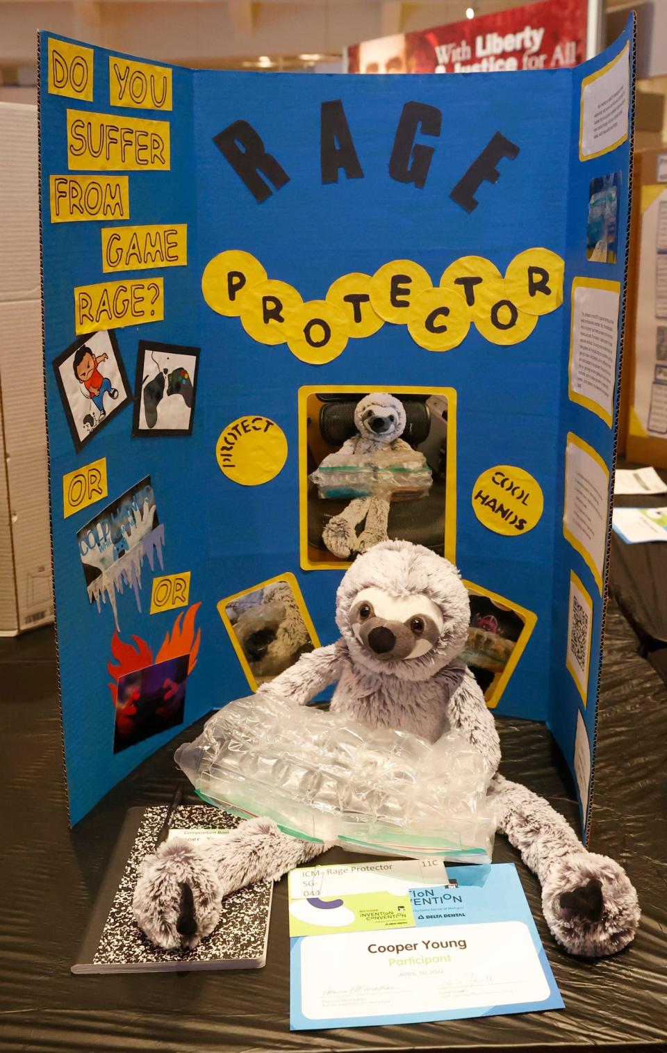 Some of the many inventions on display and being judged during the Invention Convention Michigan inside The Henry Ford in Dearborn on April 30, 2022.