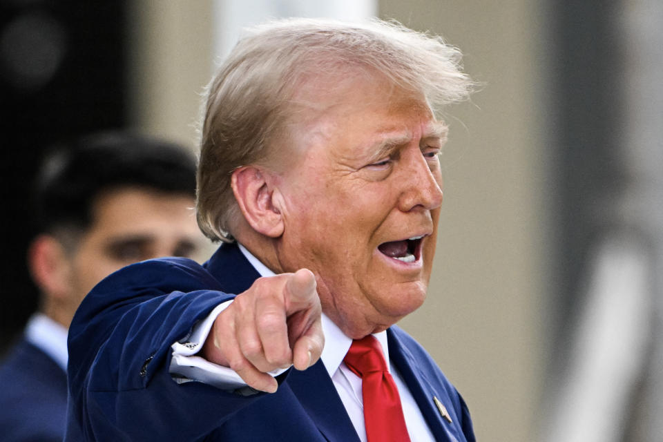 Former President Donald Trump after voting in the Florida primary election in West Palm Beach, Florida, on Wednesday.