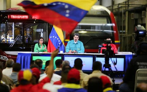 Venezuela's President Maduro speaks during a meeting with representatives of the transport sector in Caracas - Credit: &nbsp;REUTERS