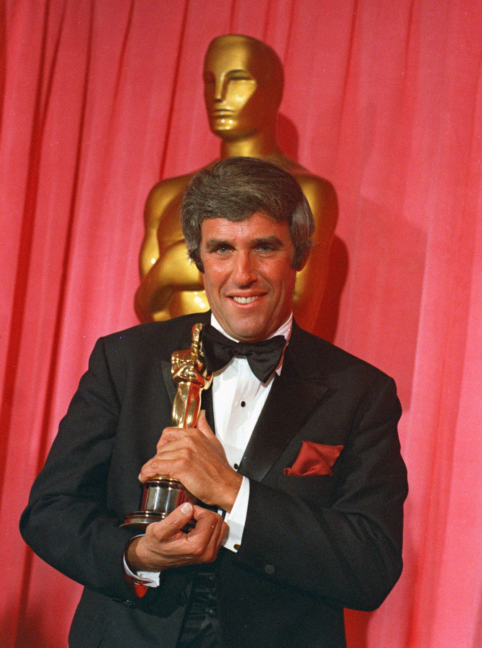 FILE - Burt Bacharach poses with his Oscar for best original score for "Butch Cassidy and the Sundance Kid" at the 42nd annual Academy Awards in Los Angeles on April 7, 1970. Bacharach died of natural causes Wednesday, Feb. 8, 2023, at home in Los Angeles, publicist Tina Brausam said Thursday. He was 94. (AP Photo, File)