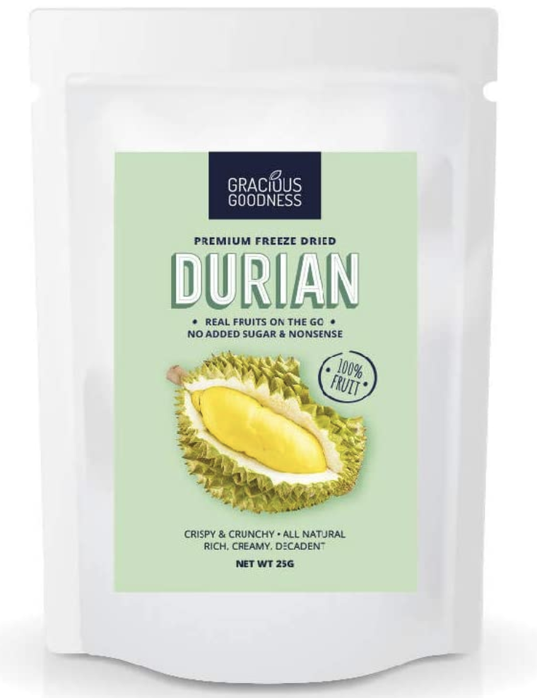 Gracious Goodness freeze-dried durian, no added sugar, 3packs, S$23. PHOTO: Amazon