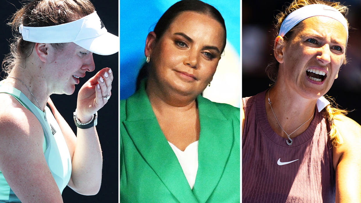 Jelena Dokic, Elina Svitolina and Victoria Azarenka at the Australian Open.