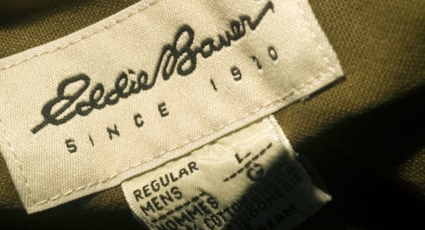 A label on an Eddie Bauer shirt is seen in New York