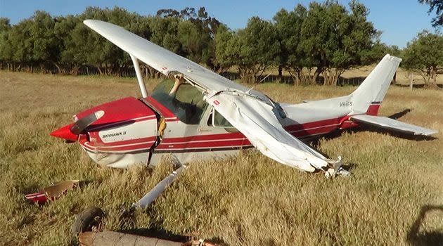 The wreckage of the plane that crashed near Burra. Photo: SAPOL.