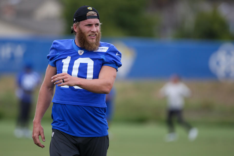 THOUSAND OAKS, CA - JUNE 06: Los Angeles Rams wide receiver Cooper Kupp (10) during the Los Angeles Rams OTA's on Tuesday June 6, 2023, at Rams Practice Facility in Thousands Oaks, CA. (Photo by Jevone Moore/Icon Sportswire via Getty Images)