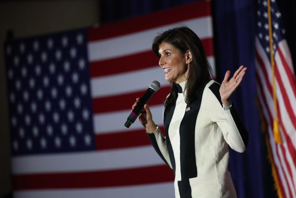 Republican presidential candidate Nikki Haley campaigns on Feb. 25, 2024, in Troy, Mich., a couple of days before the state holds its primaries.