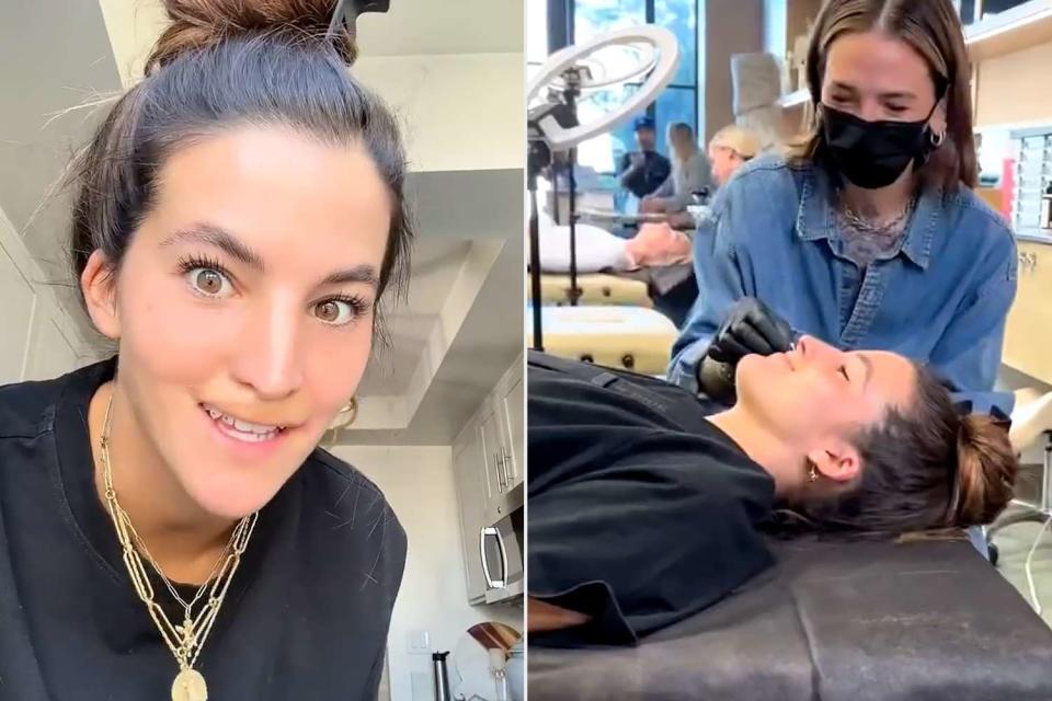 <p>Brooklinn Khoury/Instagram</p> Brooklinn Khoury during her lip tattoo consultation 