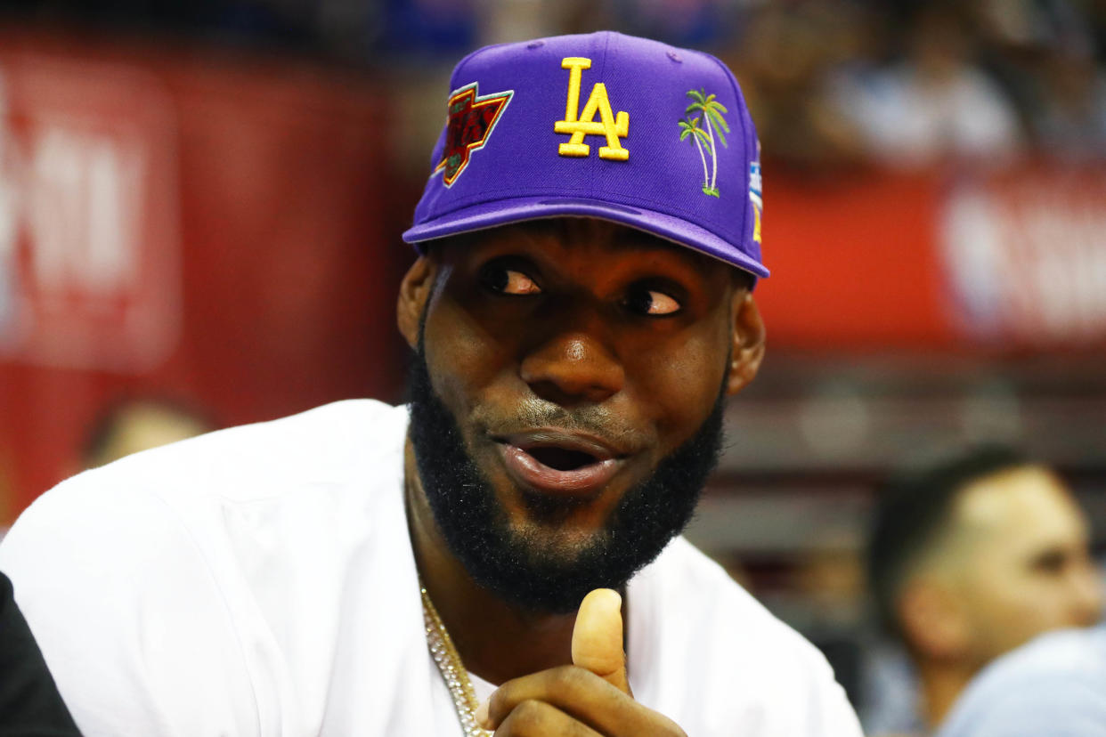 LeBron James joined the flood of athletes who shared FaceApp images of their older selves on Tuesday. (Reuters)