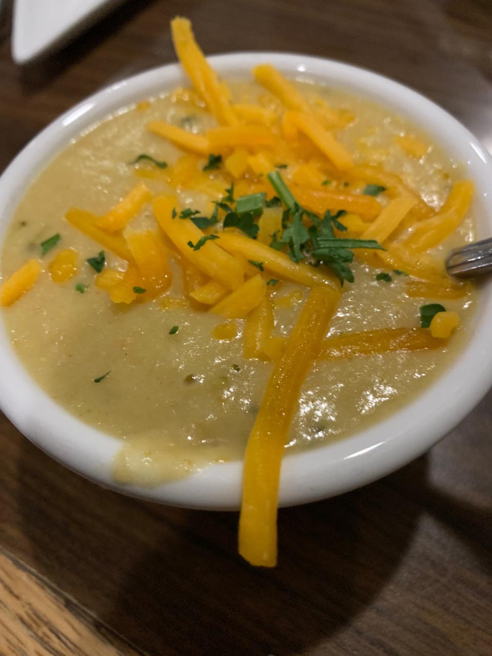 12A Buoy's broccoli and cheddar soup is thick and very cheesy, in a good way.