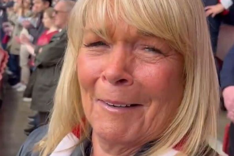 Loose Womens Linda Robson crying at the Arsenal match