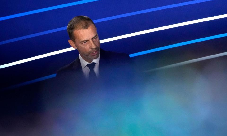 <span>The Uefa president, Aleksander Ceferin, is navigating troubled waters as the head of European football.</span><span>Photograph: Christophe Ena/AP</span>