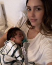 <p>“Tuesdays/all the days w my Hayes #chillin watching @graceandfrankie,” the mom of three wrote, as her baby boy slept peacefully. “I’m on Season 4 and I don’t want it to end #bingewatching #graceandfrankie #lovethisshow #newbornmom.” (Photo: <a rel="nofollow noopener" href="https://www.instagram.com/p/BemGoIBhMzL/?taken-by=jessicaalba" target="_blank" data-ylk="slk:Jessica Alba via Instagram;elm:context_link;itc:0;sec:content-canvas" class="link ">Jessica Alba via Instagram</a>) </p>