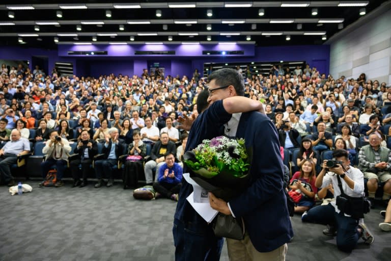 Academic Chan Kin-man told a packed crowd the night before the trial he was willing to be jailed for his beliefs