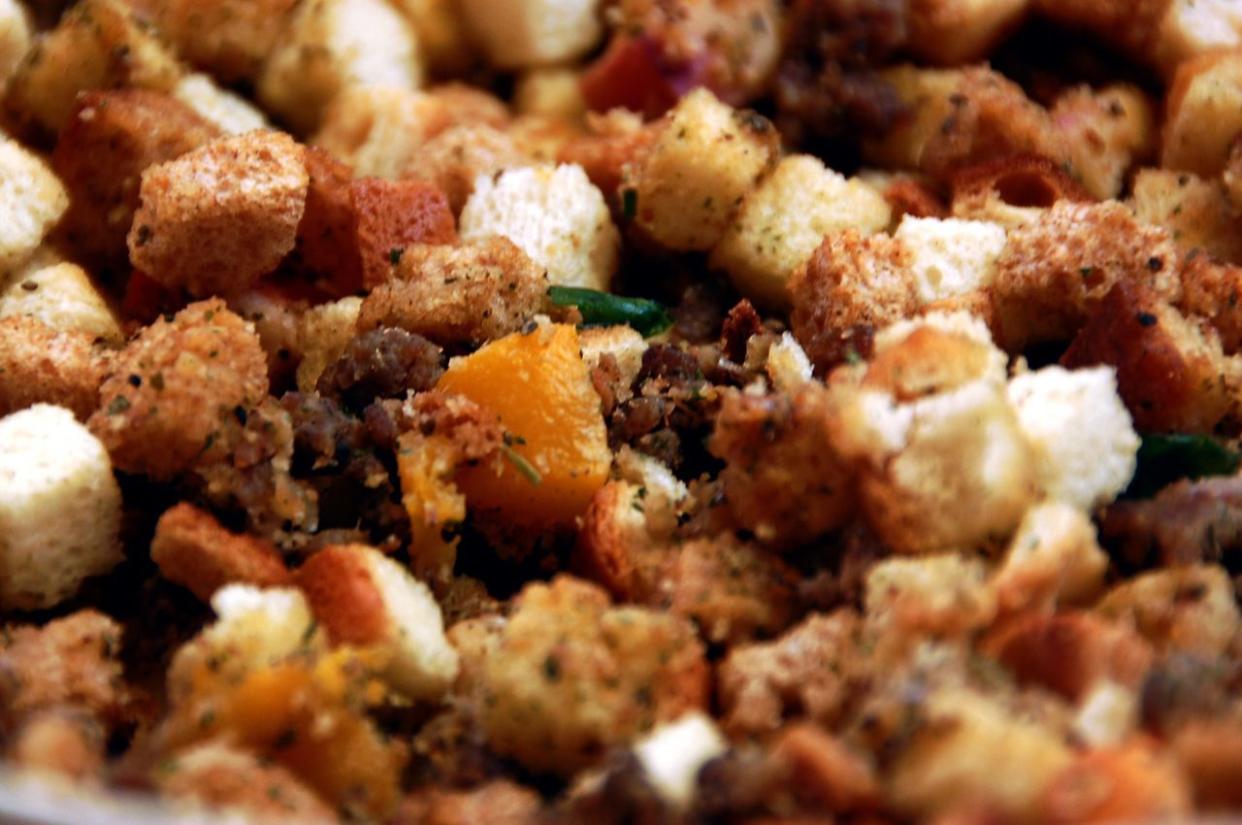 close up of homemade stuffing