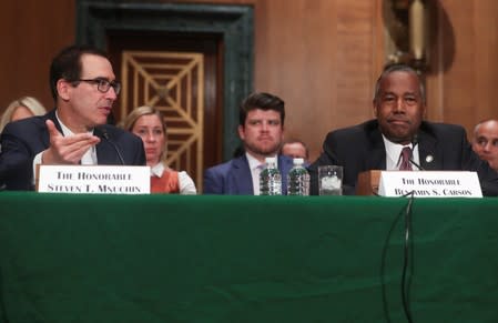 U.S. Treasury Secretary Mnuchin testifies before Senate Banking hearing on Capitol Hill in Washington