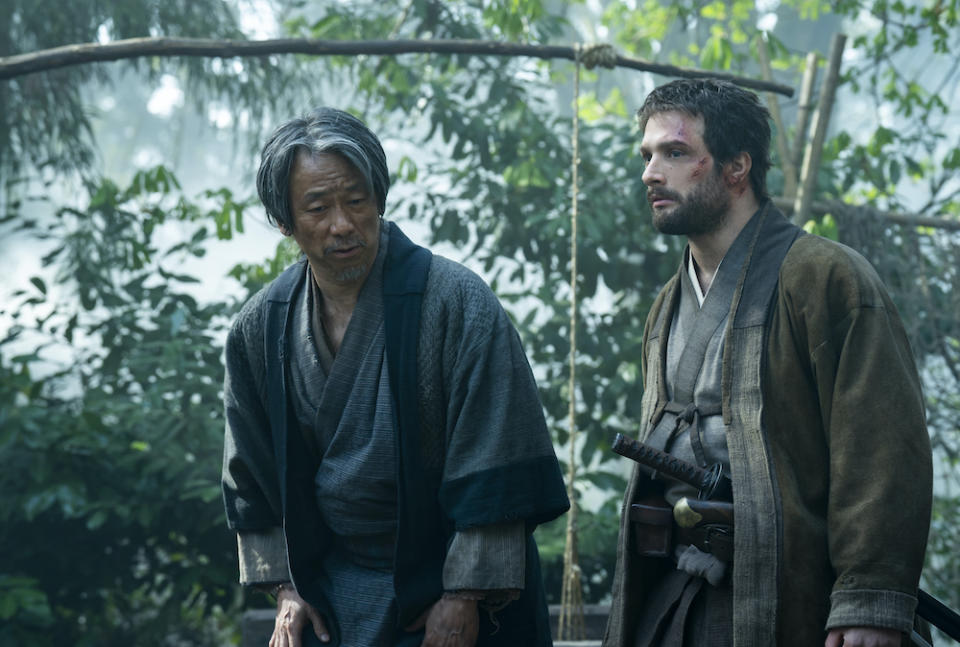 “SHOGUN” --  "A Dream of a Dream" -- Episode 10 (Airs April 23)  Pictured (L-R):  Yasunari Takeshima as Muraji, Cosmo Jarvis as John Blackthorne.  CR: Katie Yu/FX