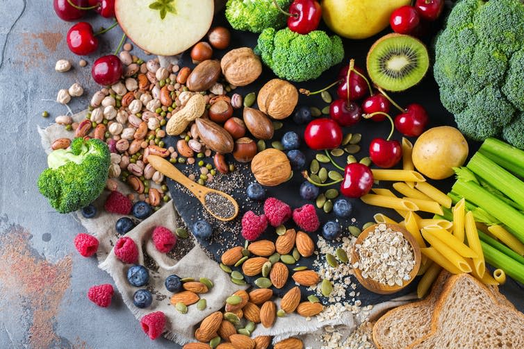 <span class="caption">Going vegan can drastically lower your carbon footprint, but it’s unlikely that most people will give up animal products.</span> <span class="attribution"><a class="link " href="https://www.shutterstock.com/image-photo/healthy-balanced-dieting-concept-selection-rich-717931615" rel="nofollow noopener" target="_blank" data-ylk="slk:Antonina Vlasova/Shutterstock;elm:context_link;itc:0;sec:content-canvas">Antonina Vlasova/Shutterstock</a></span>